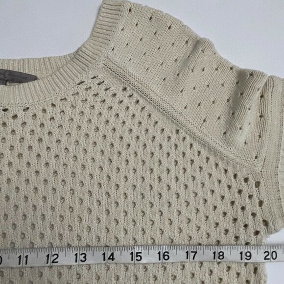 Halston Heritage Cream Open Knit Cropped Crew Neck Sweater - Picture 6 of 9